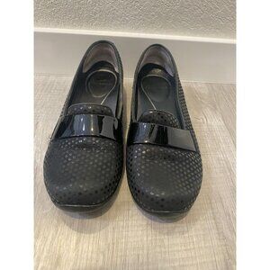 Dansko Women's Size 38/8 Leather Slip On Loafers Shoes Polka Dot Black